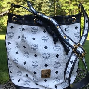 MCM HANDBAG  EUC. Navy Blue and white